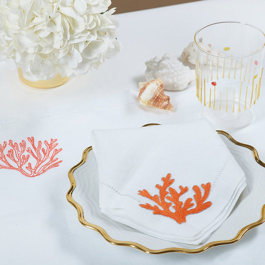 Set de table brodé Corail