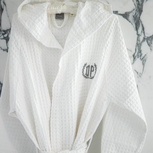 Peignoir à capuche nid d'abeille