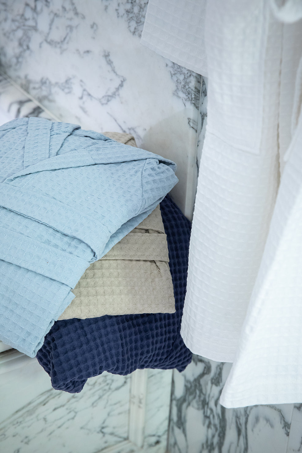 Peignoir à capuche nid d'abeille