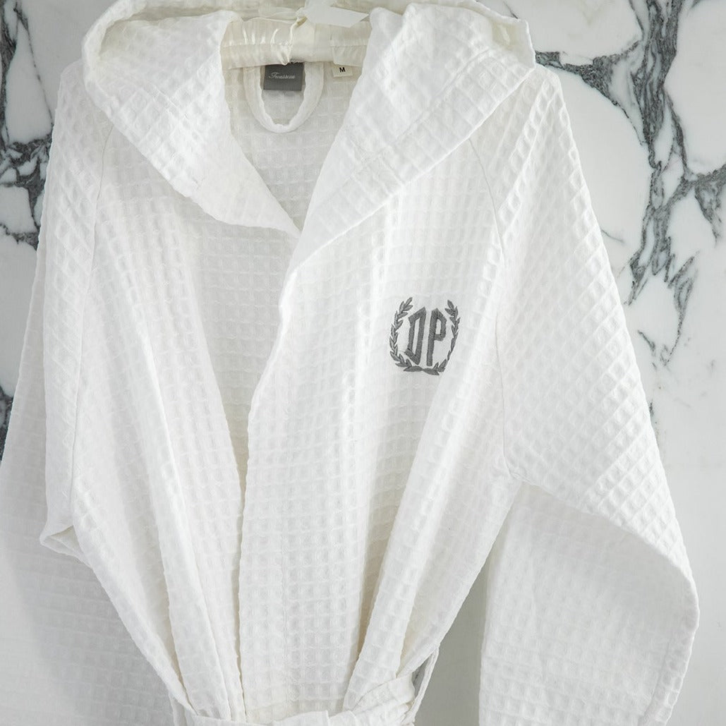 Peignoir à capuche nid d'abeille