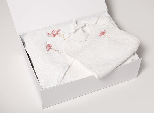 Set Bavoir et Sortie de Bain - Flamant Rose