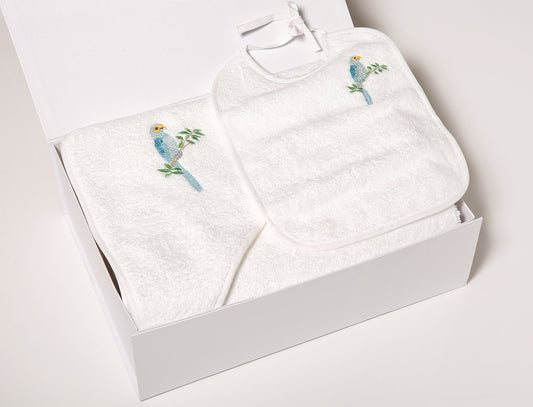 Set Bavoir et Sortie de Bain - Perroquet
